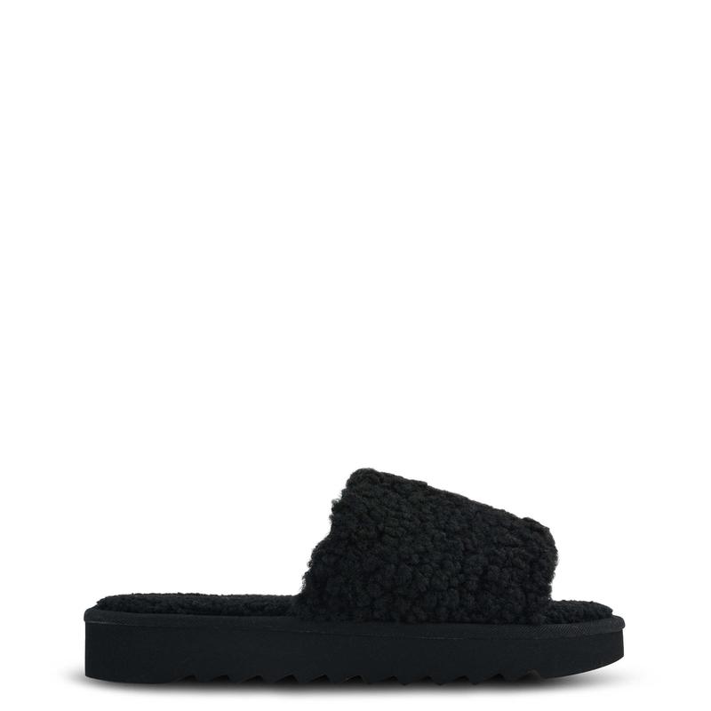 Fuzzie Cozy Flat Slide Sandals - Nine West Clearance - Click Image to Close